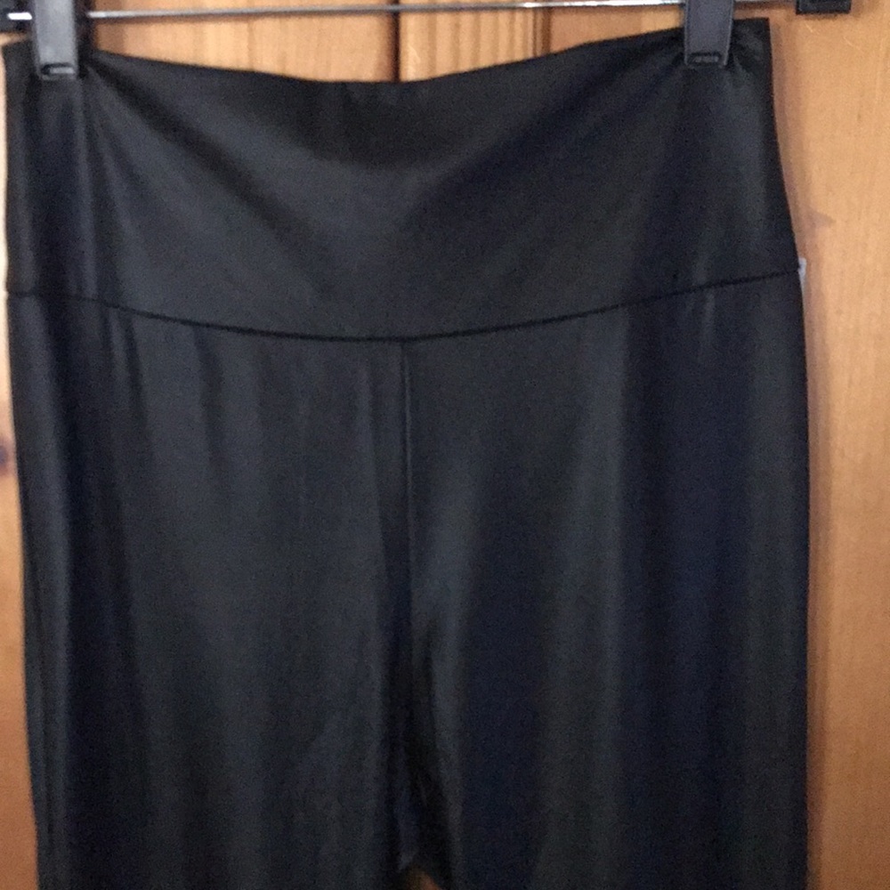 NWT Black Hi Waistband Faux Straight Legs Form Fitting Pants - Picture 9 of 14